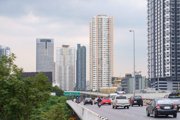 Transportation / View of system transportation with building background. Movement.