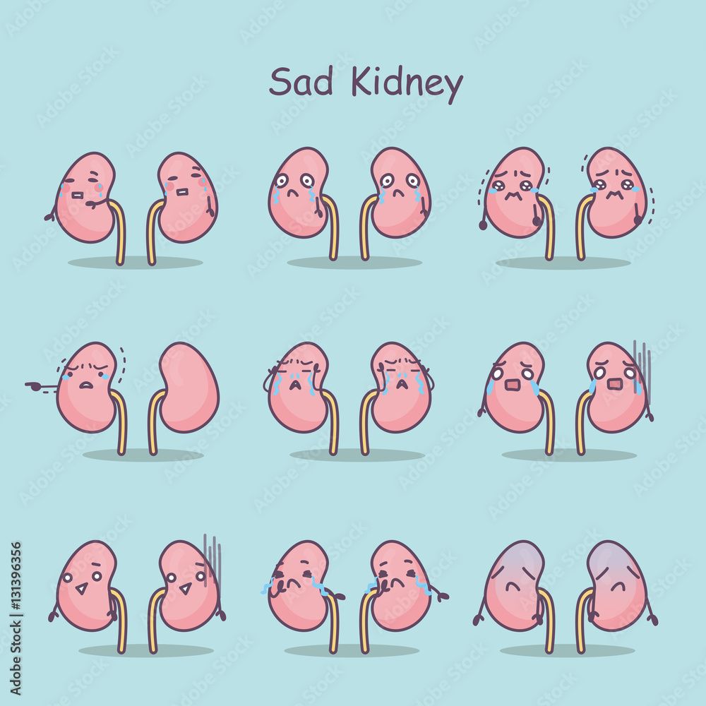 Wall mural sad cartoon kidney