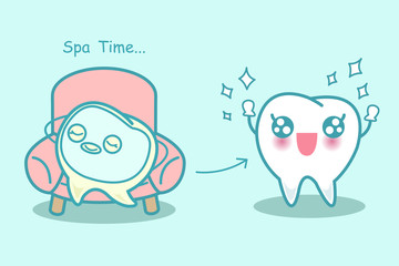 cartoon tooth with facial mask