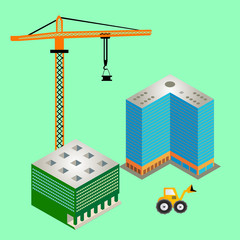 Construction of buildings light green background