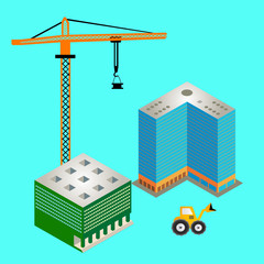 Construction of buildings turquoise background