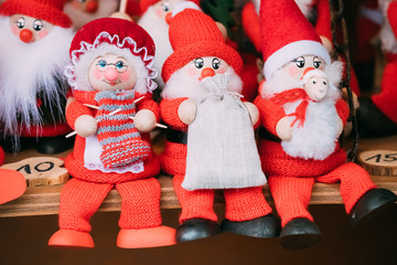 Souvenirs Santa Claus Dolls Toys At European Winter Christmas Market