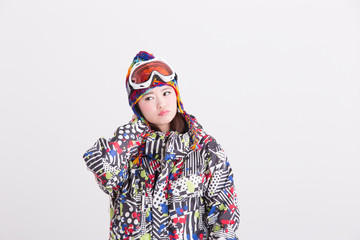 Fototapeta premium ウィンタースポーツ・女性(白バック)