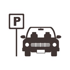 sign of parking zone with car icon over white background. vector illustration