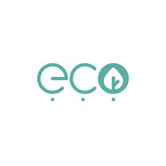 Eco logo. Vector design template. Soft color. Line art logo with leaf