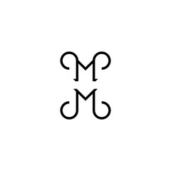 Simple and elegant monogram design template with letter M. Vector illustration.