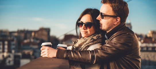 Fototapeta premium Happy couple enjoying on rooftop