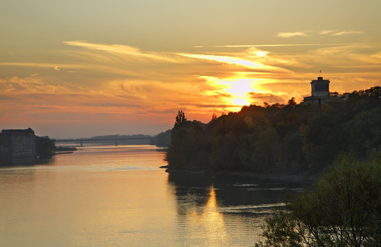 Narew river in Modlin. Nowy Dwor Mazowiecki. Poland
