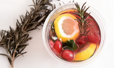 hot raspberries tea with lemon and vitamins