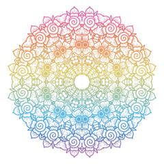 Naklejka premium Round rainbow mandala background.
