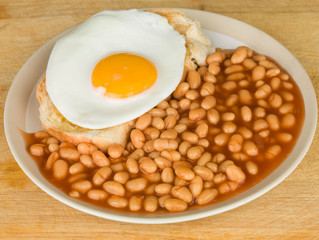 Fried Egg on Toast With Baked Beans