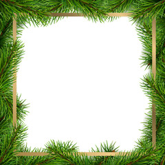 Fototapeta na wymiar Christmas frame made from spruce tree branches.