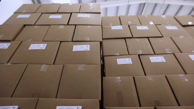 cardboard boxes in warehouse