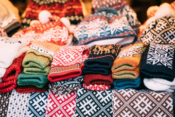 Colorful Traditional European Warm Clothes - Caps Hats And Mitte