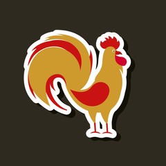 colorful rooster icon of chinese calendar over black background. vector illustration