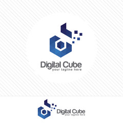 Colorful letter D logo design vector with triangle Pixel and polygonal style . Digital letter D logo for technology company.