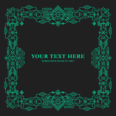 Geometric border template on dark background.