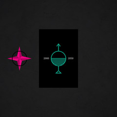 Modern design card template with mystic symbols and wacky colors. Useful for invitations, postcards and web design.