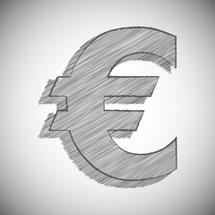 Vector stylized sign of EURO in pencil drawing style for your projects.