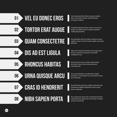 Monochrome menu template in strict style. Useful for presentations and web design.