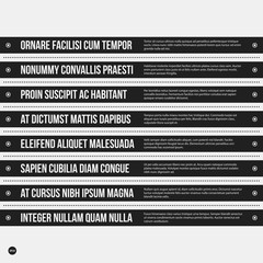 Monochrome menu template in strict style. Useful for presentations and web design.