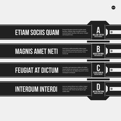 Monochrome menu template in strict style. Useful for presentations and web design.