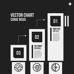 Monochrome vector chart template in strict style. Useful for presentations and web design.