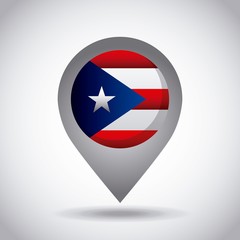 puerto rico country flag pin icon over white background. colorful design. vector illustration