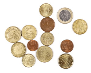 Euro coins isolated on white