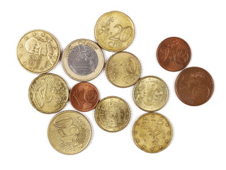 Euro coins isolated on white