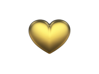 3D illustration two golden hearts on a white background