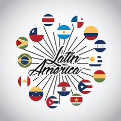 flags of latin america countries on buttons. colorful design. vector illustration