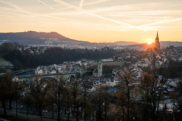 Sonnenuntergang Bern mit Aussicht Rosengarten
