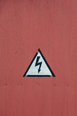 Vintage Metal Sign -  Danger High Voltage on the door, A fragmen