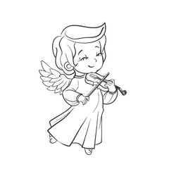 Cute baby angel making music playing violin