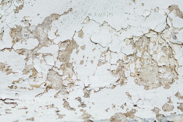 texture Close Up statue of Chipped White peeling paint, covered 