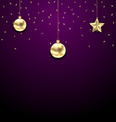 Christmas Golden Balls, Copy Space for Your Text
