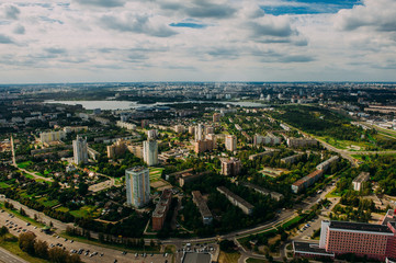 Nature in Belarus. View from helicopter, Minsk