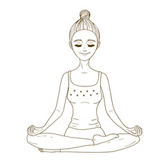 vector illustration of meditating girl