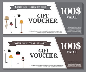 Gift Voucher Template with variation of Lamp Discount Coupon. Ve