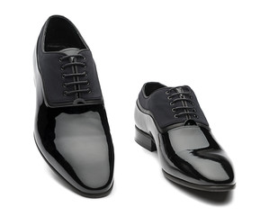 Black Patent Leather Men Shoes Isolated