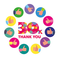 Vector template 30K Thanks subscribers greetings colorful figures Like