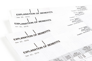 Medical insurance statements with payment, co-payment and exclusion details