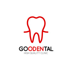 Healthy tooth Logo design vector template in linear style.
Logotype for Dental clinic. Dental medicine concept