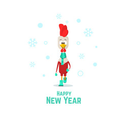 Rooster symbol of the new year 2017. Cartoon cock portrait vector illustration.