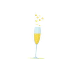 Glass of champagne. Vector icon in a flat style.