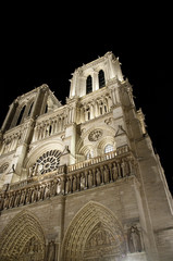 Fototapeta na wymiar Towers of Notre Dame at Night, Paris