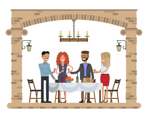 People drinking wine at a table