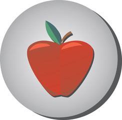 Icon of ripe juicy red apple in style flat on a gray background.