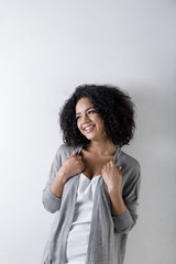 Fototapeta na wymiar Portrait of a young woman laughing